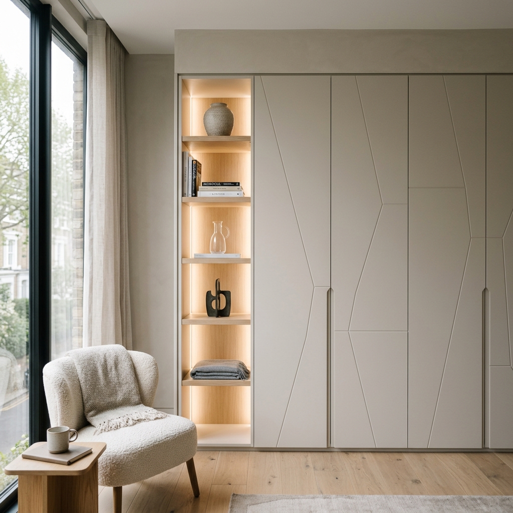 Встроенный шкаф до потолка с LED