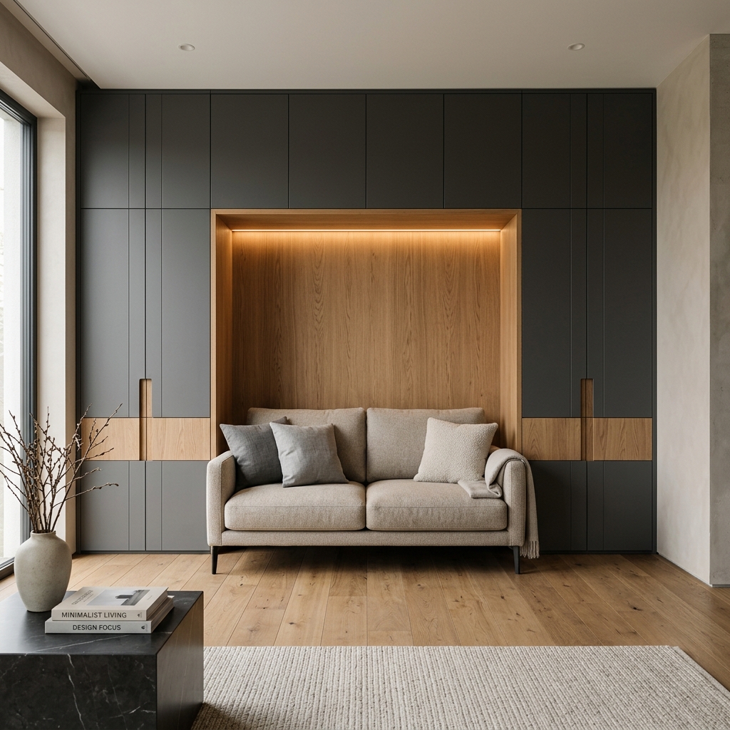 Встроенный шкаф с нишей под диван