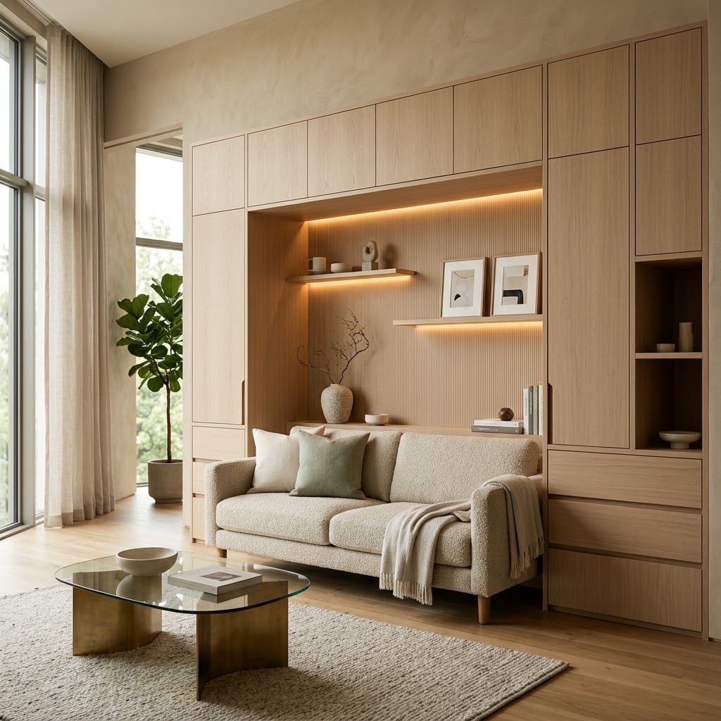 Шкаф в нишу с подсветкой